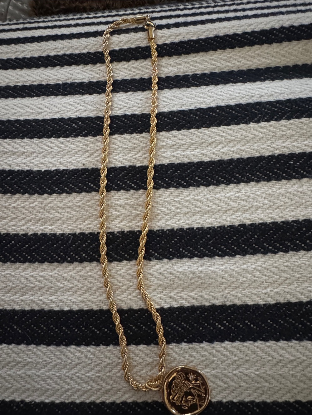 Gold-Tone Rope Chain Necklace with Medallion Pendant